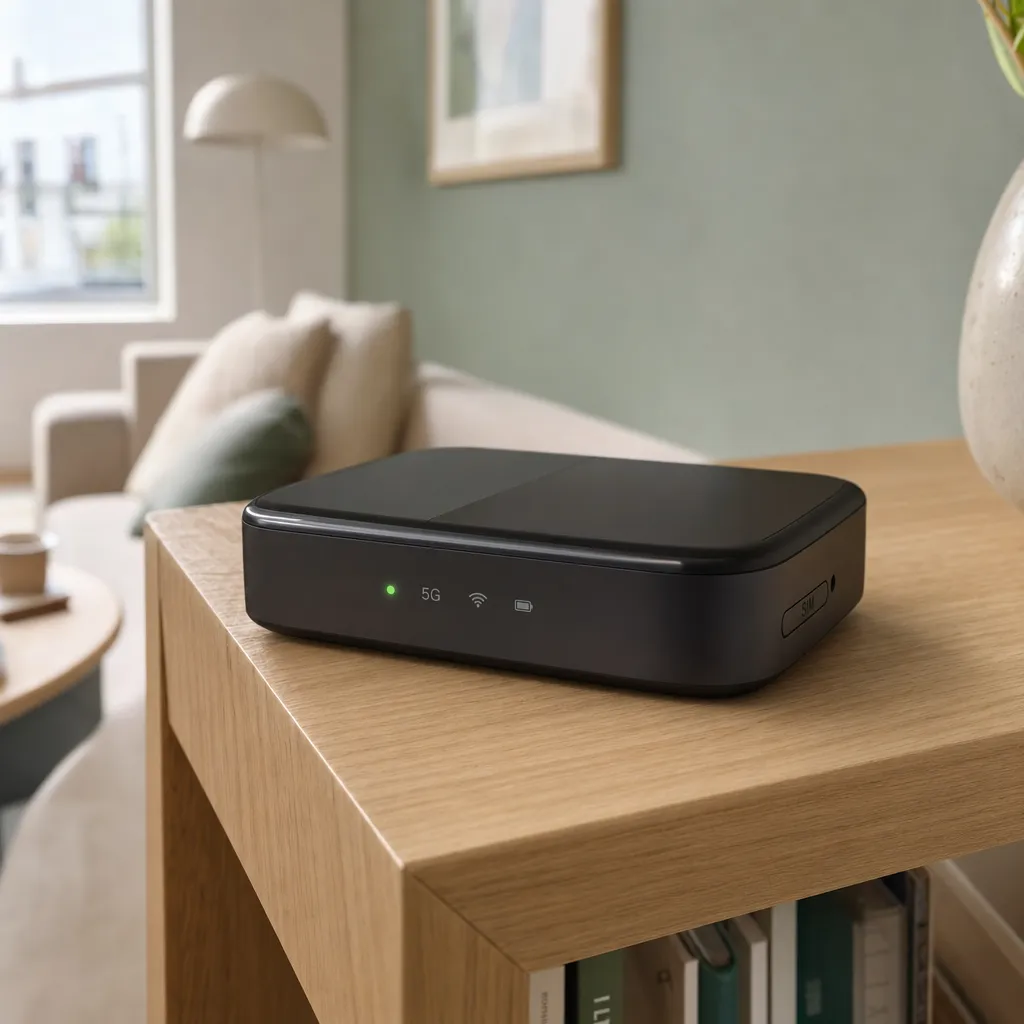 Mobil 4G- och 5G-router på vägghylla